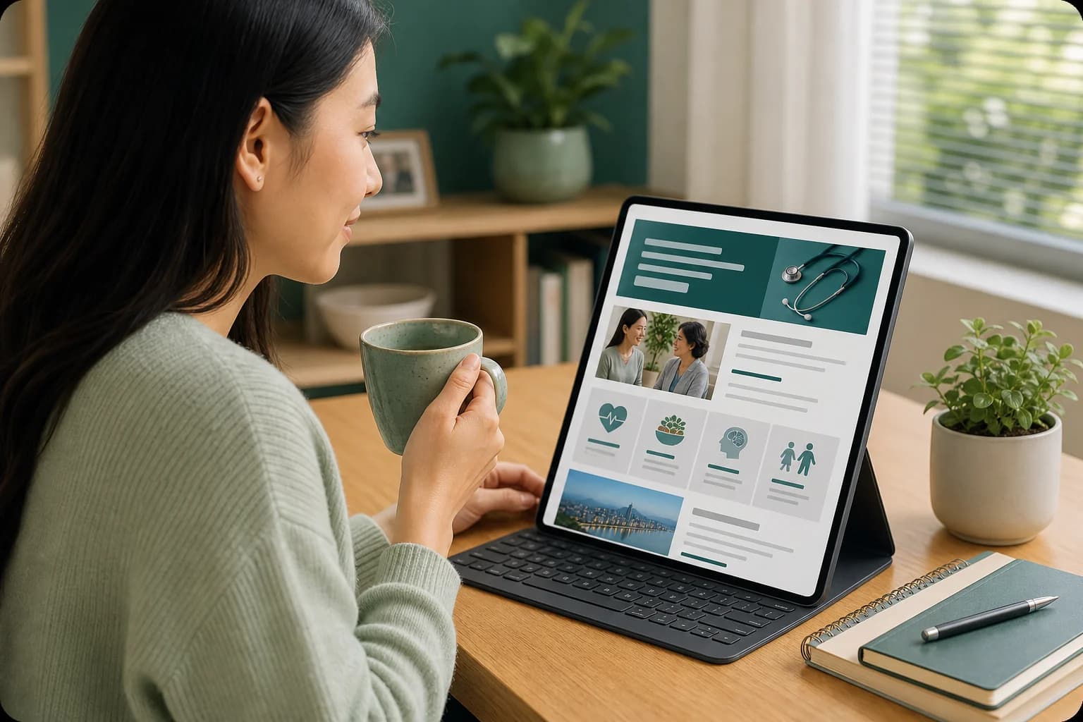 Patient reading the AHH Pulse health newsletter